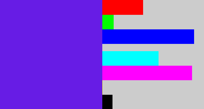 Hex color #671ce5 - purply blue