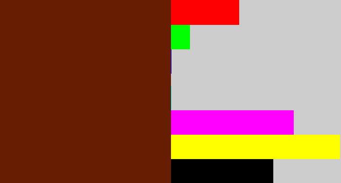 Hex color #671d01 - reddy brown