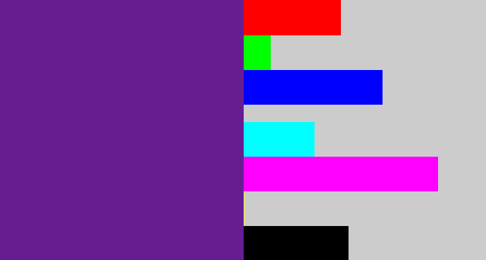 Hex color #671d92 - purple