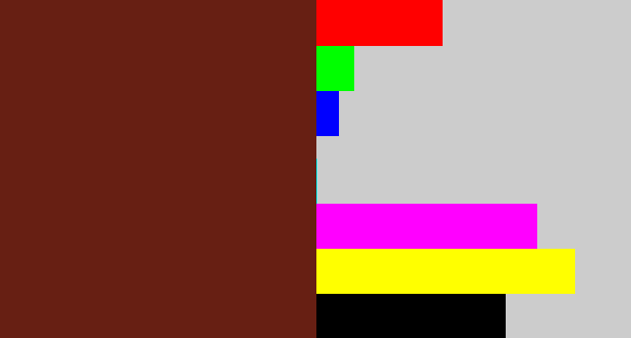 Hex color #671f13 - reddy brown