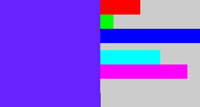 Hex color #6722ff - purplish blue