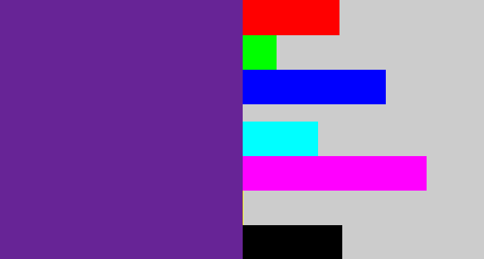 Hex color #672496 - purple