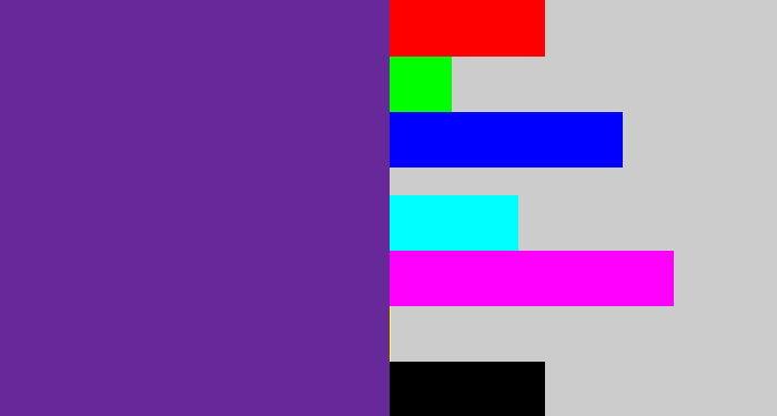 Hex color #67299a - purple