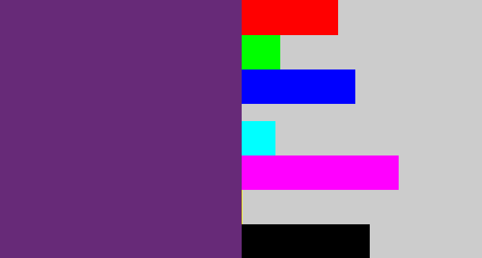 Hex color #672a78 - darkish purple