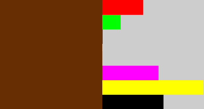 Hex color #672e01 - brown