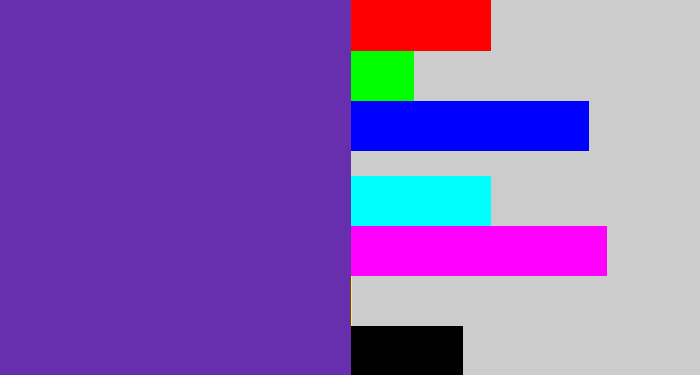 Hex color #672ead - bluey purple