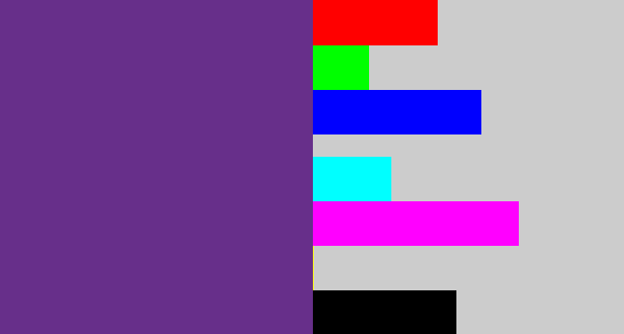 Hex color #672f8a - purple