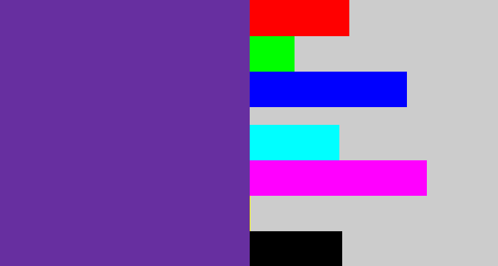 Hex color #672fa0 - purple
