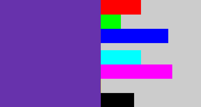Hex color #6732ac - bluey purple