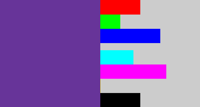 Hex color #673499 - purple