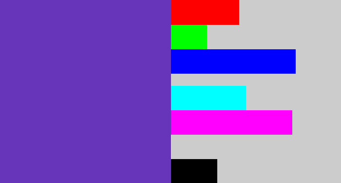Hex color #6735b9 - bluey purple