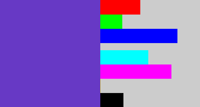 Hex color #6739c5 - bluey purple