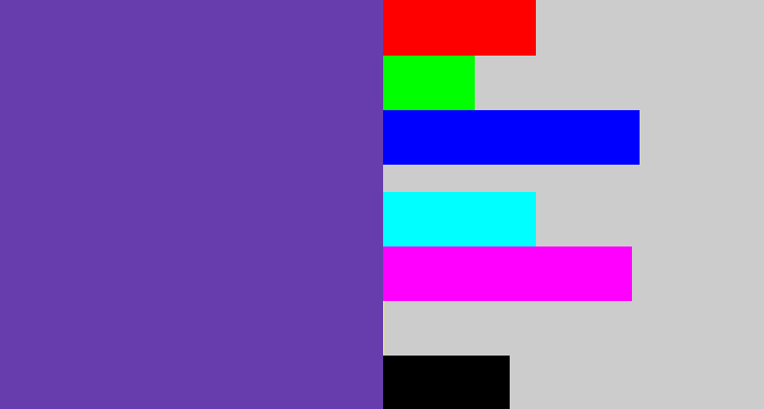 Hex color #673cac - bluey purple