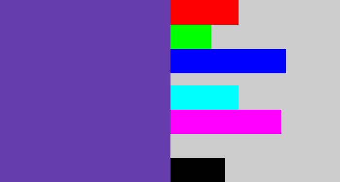Hex color #673dad - bluey purple