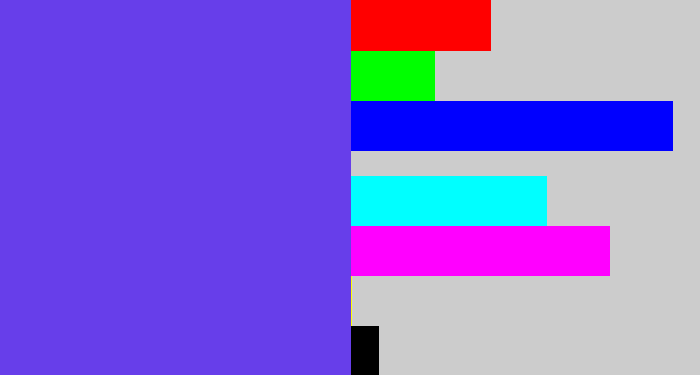 Hex color #673eea - purpleish blue
