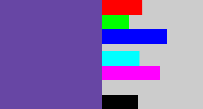 Hex color #6746a4 - bluey purple