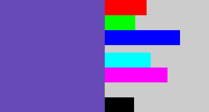 Hex color #6749b7 - bluey purple