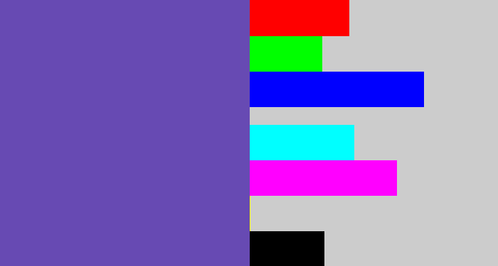 Hex color #674ab3 - bluey purple