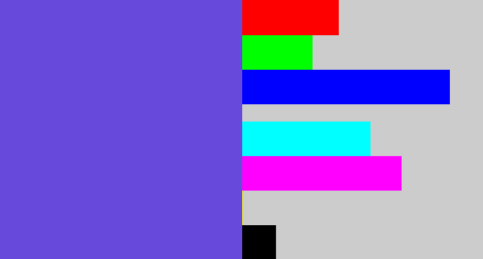 Hex color #674adc - bluish purple
