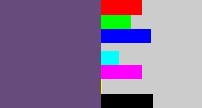 Hex color #674b7c - dirty purple