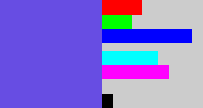 Hex color #674de3 - purpleish blue