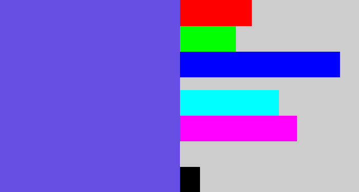 Hex color #674fe3 - purpleish blue