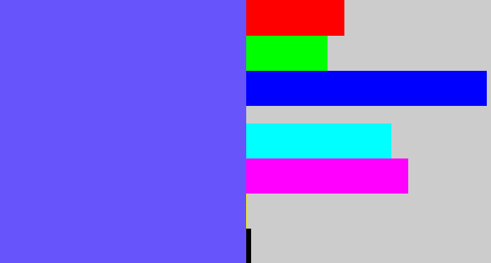 Hex color #6754fa - purpleish blue