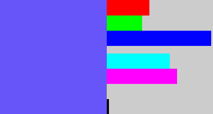 Hex color #6755f9 - purpleish blue