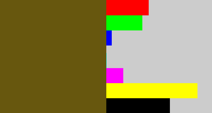 Hex color #67570e - greenish brown