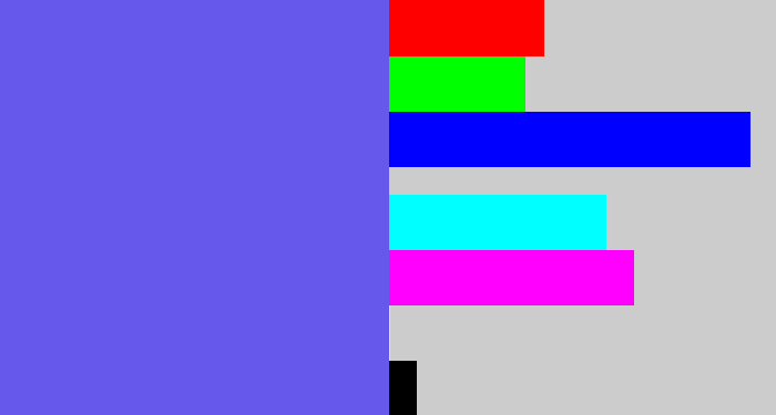 Hex color #6758ec - purpleish blue