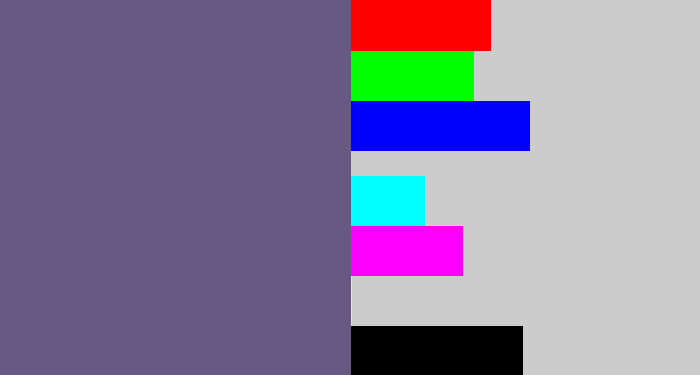 Hex color #675982 - purplish grey