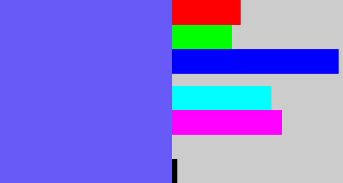 Hex color #675af7 - purpleish blue