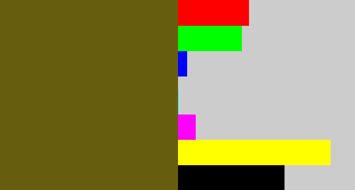 Hex color #675d0e - greenish brown