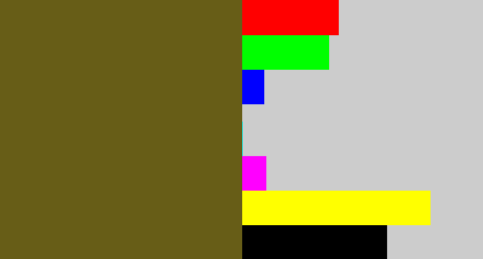Hex color #675d17 - greenish brown