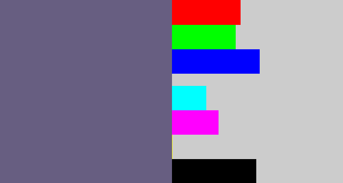 Hex color #675e81 - purplish grey