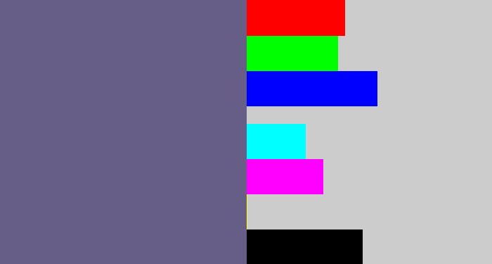 Hex color #675e88 - purplish grey