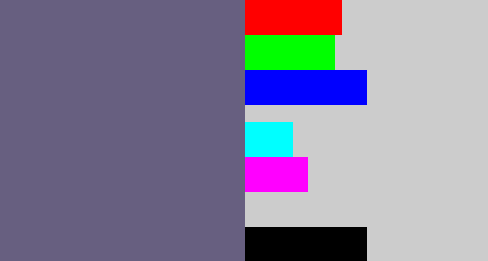 Hex color #675f80 - purplish grey