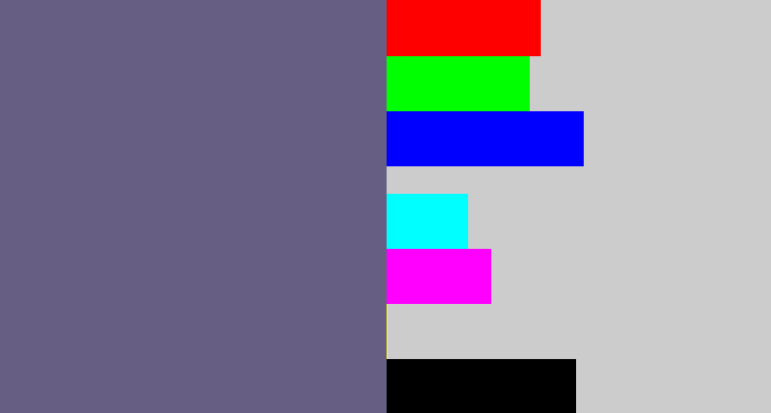 Hex color #675f83 - purplish grey