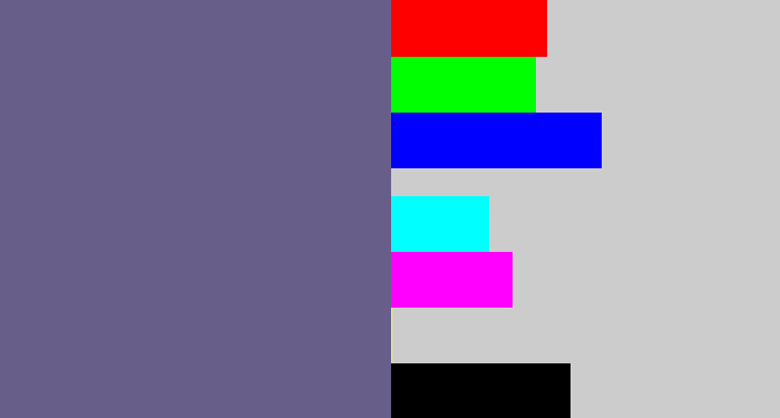 Hex color #675f8a - purplish grey