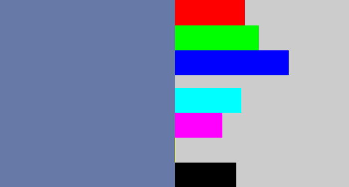 Hex color #677aa7 - greyish blue