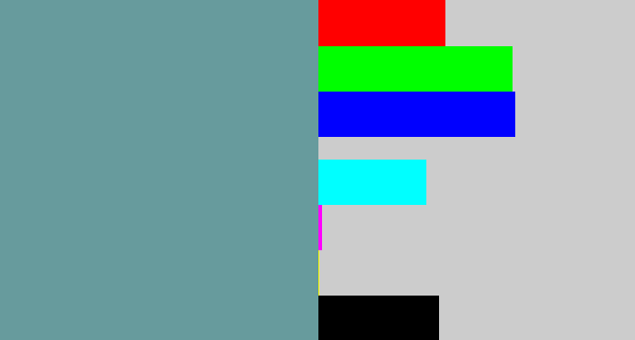 Hex color #679b9d - greyish teal