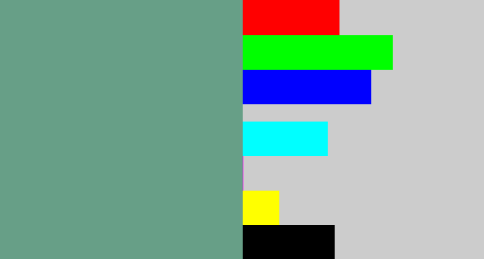 Hex color #679f87 - grey teal