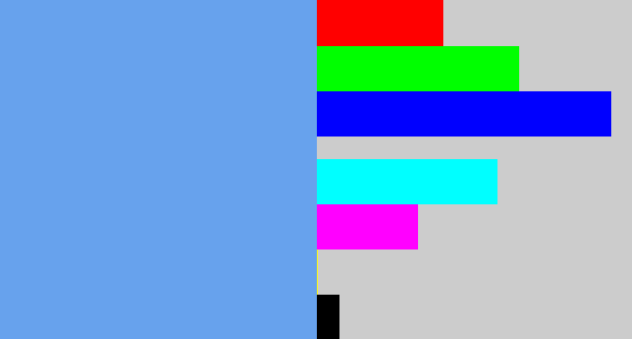 Hex color #67a2ed - soft blue