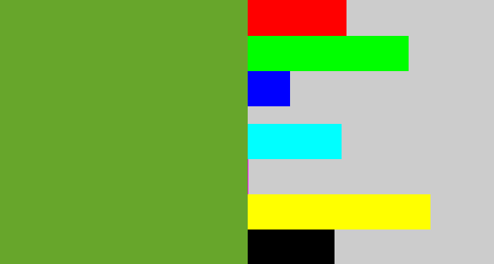 Hex color #67a62b - grass