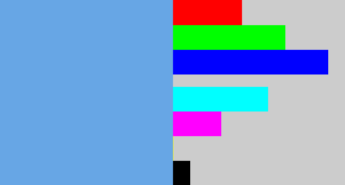 Hex color #67a6e5 - soft blue