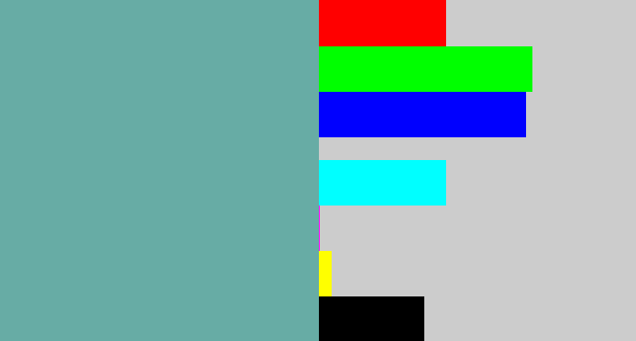 Hex color #67aca5 - greyblue