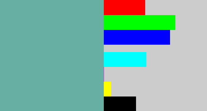 Hex color #67afa3 - greyish teal