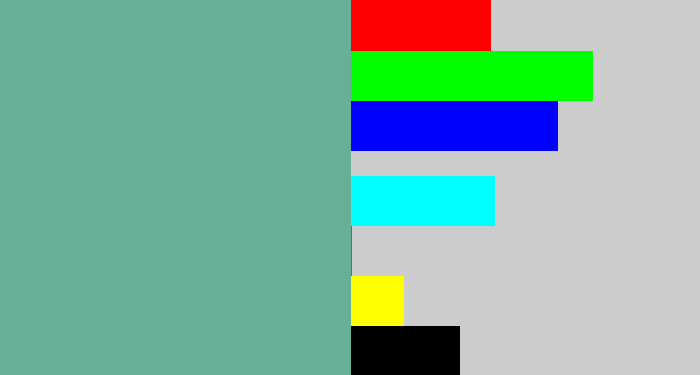 Hex color #67b096 - greyish teal