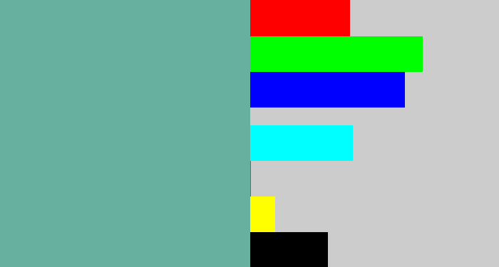 Hex color #67b09f - greyish teal