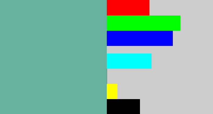 Hex color #67b19f - greyish teal